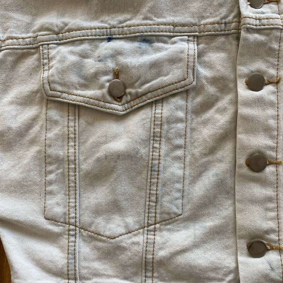 Vintage puff sleeve bleach wash jean denim jacket - Picture 4 of 5